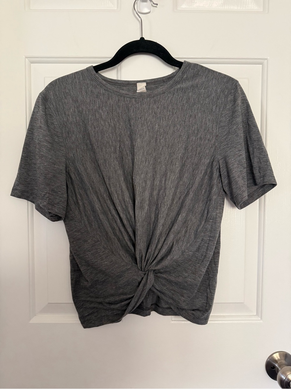 Lululemon It's A Tie Short Sleeve Top Heathered Grey Twist Knot Front Tee 6